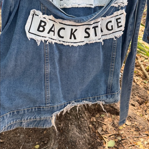 American Bazi Los Angeles Distressed couture Denim Tie-Waist Jacket - Size Med - Picture 10 of 11